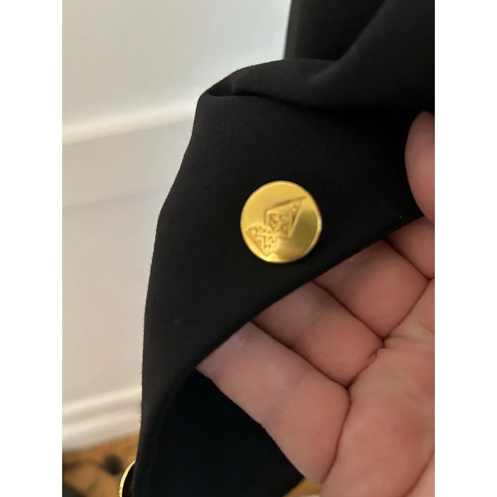 Vtg Austin Reed Navy Blue Gold Logo Button Blazer Sport Coat 42 Made USA